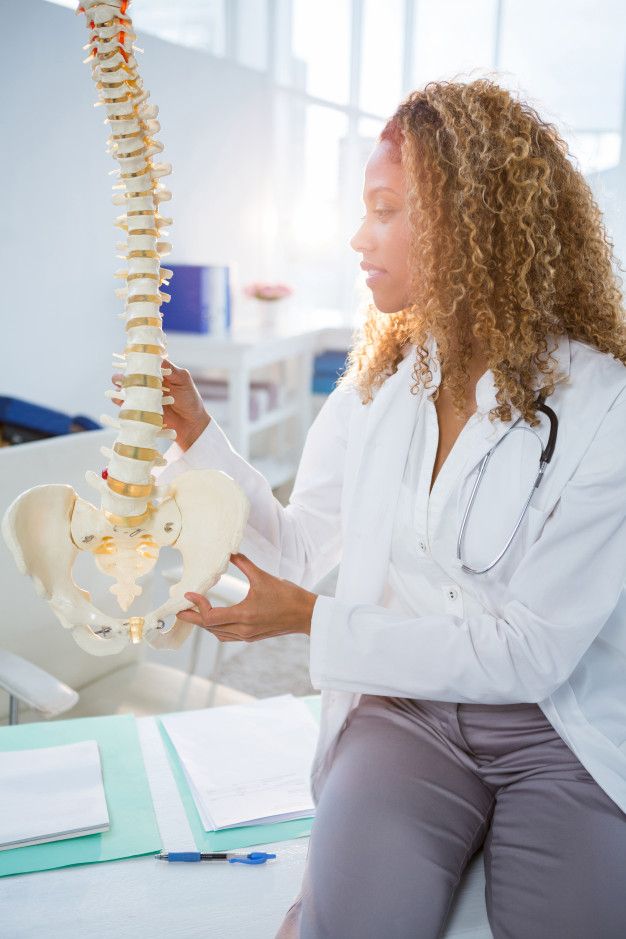 smiling-physiotherapist-holding-a-spine-model